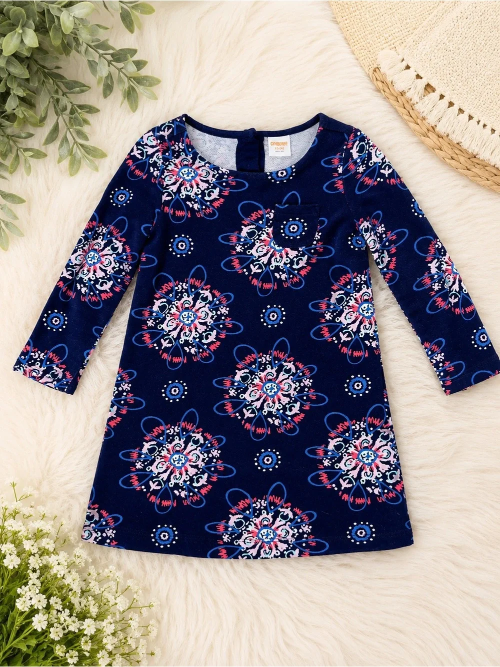 Gymboree Navy Floral Pocket Dress girls size 4 dress